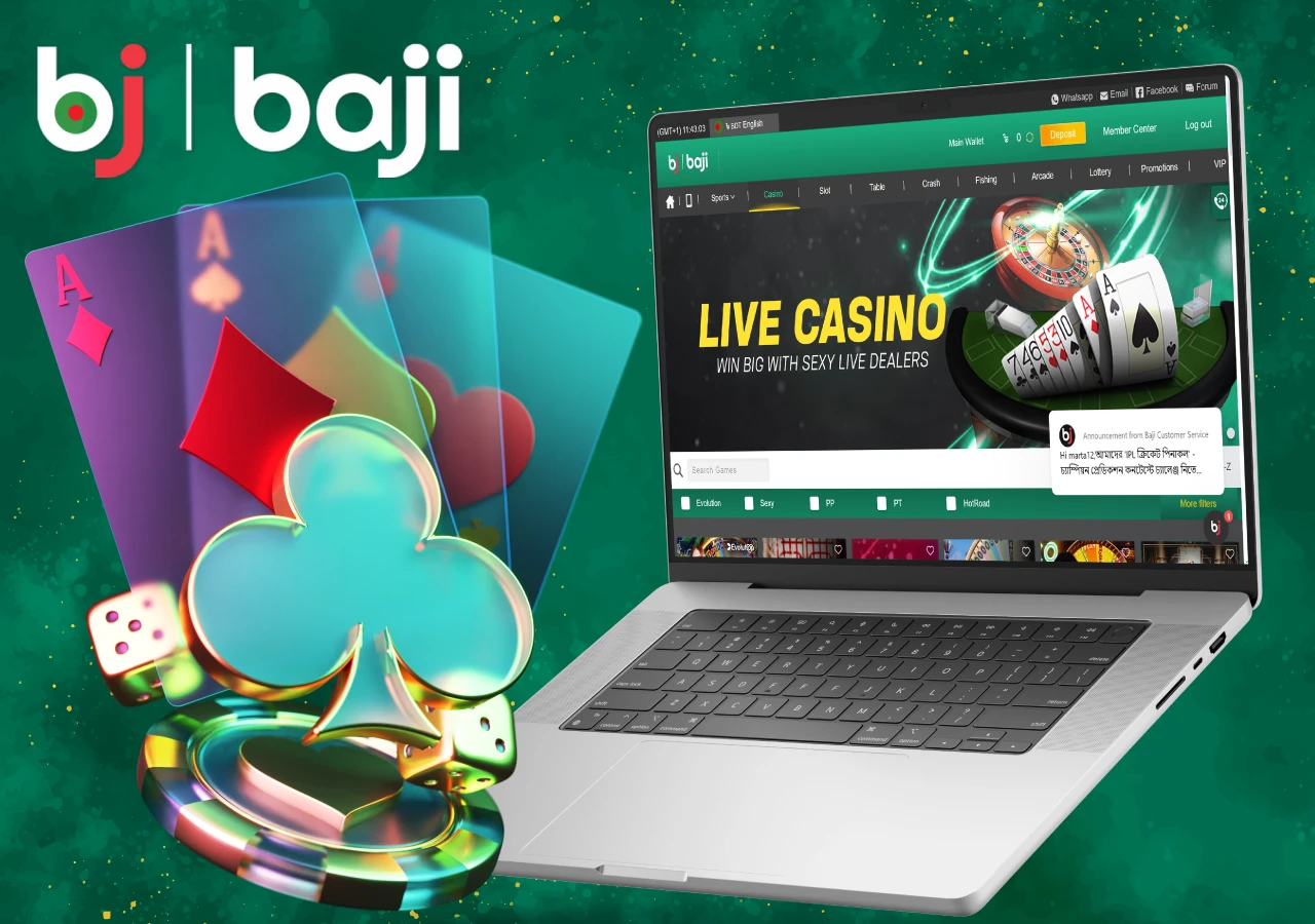 Sign up and experience all the benefits of playing at Baji Live Casino